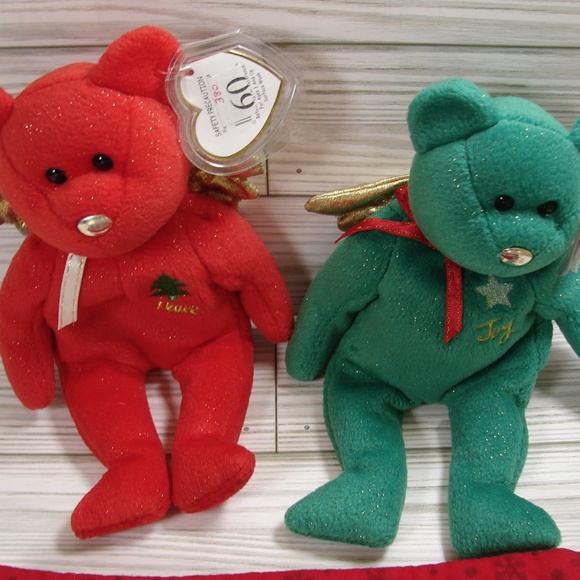 Christmas Holiday 3 pc Set Rudolph Soft Book and 2 Vtg Beanie Bears from 2003 - Picture 3 of 13